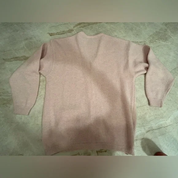 Vintage Italian Angora Wool Cardigan Pink “Comme Les Fleurs” Embroidered Hearts - Picture 8 of 10